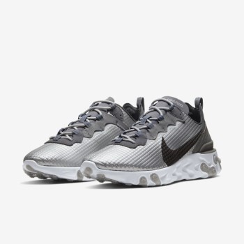 Nike React Element 55 Premium - Férfi Utcai Cipő - Metal Titán/Platina/Sötét Szürke/Fekete